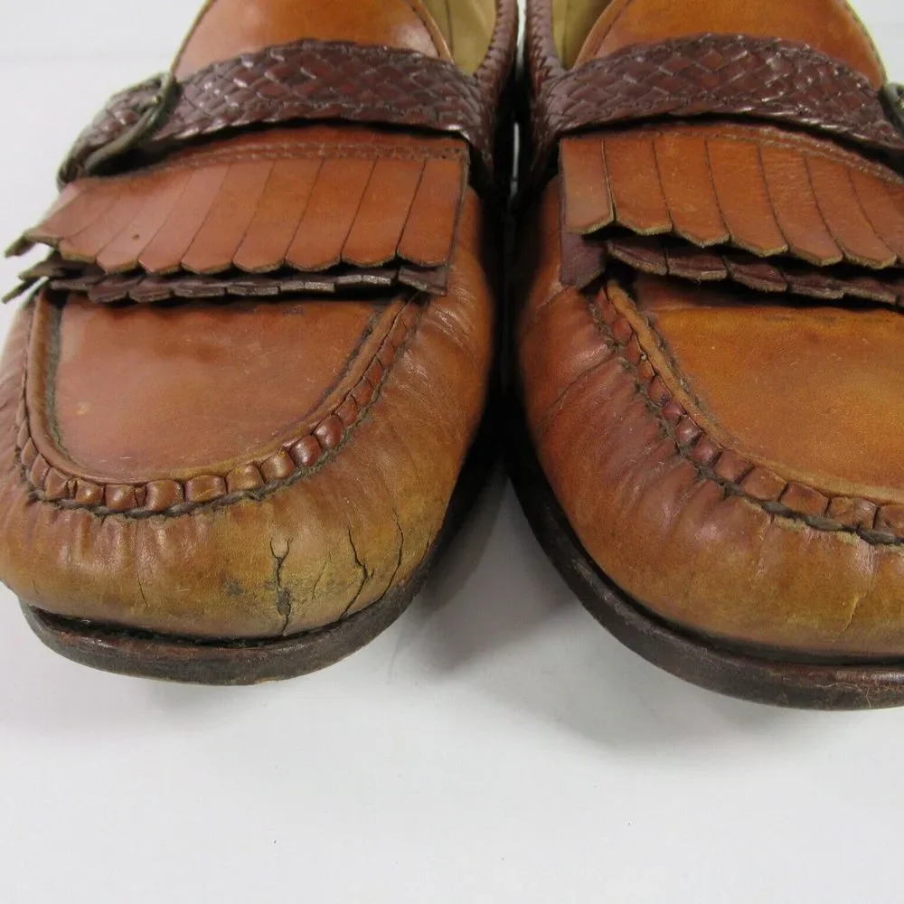Allen Edmonds Monterey Tassel‎ Kiltie Braided Brown Leather Loafers Shoes Size 8